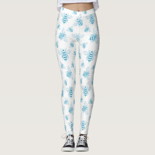 Vintage Bee Botanical Blue (1) Leggings