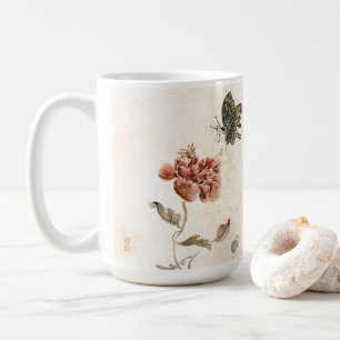 Vintage Bee, Butterfly and Poppy Watercolor Coffee Mug