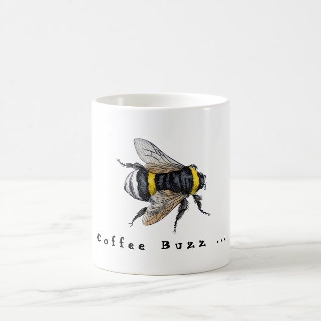 Vintage Bee Coffee Buzz Funny Mug (Center)