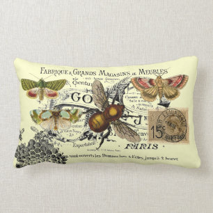 Vintage Bee Collage Lumbar Cushion