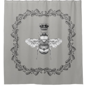 Vintage Bee & Crown Floral Frame Shower Curtain