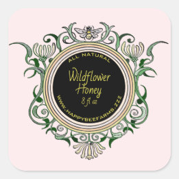 Vintage Bee Custom Wildflower Honey Label