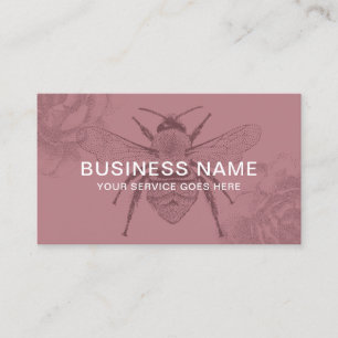Vintage Bee & Flower Apiary Dusty Rose Beekeeper Business Card