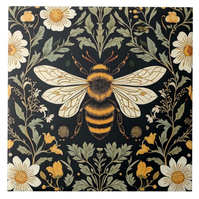 Vintage bee garden  ceramic tile (Front)