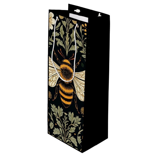 Vintage Bee Garden  Wine Gift Bag (Front Angled)