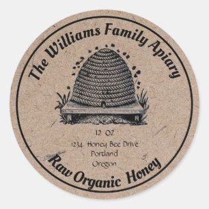 Vintage Bee Hive Kraft Paper   Honey Apiary Label