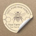 Vintage Bee Honey Jar Apiary Beekeeper Farm Classic Round Sticker<br><div class="desc">Vintage Bee illustration Honey Jar Bee Apiary Beekeeper Farm Stickers.</div>