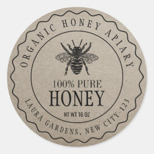 Vintage Bee Honey Jar Craft Paper Product Label