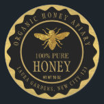 Vintage Bee Honey Jar Custom Label Gold<br><div class="desc">Clean and classic vintage product label which shows craft work with handmade paper style design for honey product display labels in natural appearance.</div>