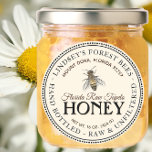 Vintage Bee Honey Label Hand Bottled Raw<br><div class="desc">Central design features a vintage honey bee illustration. Personalise with your apiary name,  address and honey description (raw,  hand bottled,  single source etc.). Also include your honey net weight. Common honey net weight conversions: 8oz (227g),  12oz (340g),  16oz (454g),  32oz (907g),  5lb (2.27kg).</div>