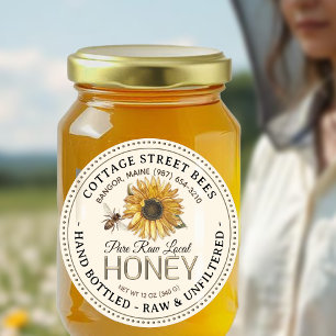 Vintage Bee Honey Label Hand Bottled Raw