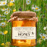 Vintage Bee Honey Label Hand Bottled Raw Shipping<br><div class="desc">Central design features a vintage honey bee illustration. Personalise with your apiary name,  address and honey description (raw,  hand bottled,  single source etc.). Also include your honey net weight. Common honey net weight conversions: 8oz (227g),  12oz (340g),  16oz (454g),  32oz (907g),  5lb (2.27kg).</div>