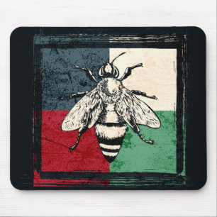 Vintage Bee Insect Colourful Illustration Mouse Pad