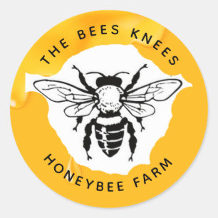 Vintage Bee Logo Rustic Honeybee Beekeeper Classic Round Sticker