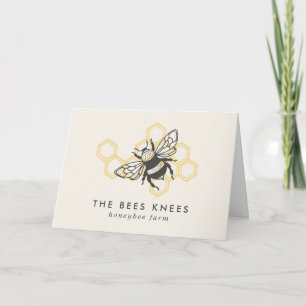 Vintage Bee Logo Rustic Honeybee Client Thank You Card
