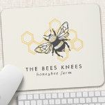 Vintage Bee Logo Rustic Honeybee Mouse Pad<br><div class="desc">Vintage Bee Logo Rustic Honeybee Mouse Pad. This trendy design features a black honeybee against a yellow honeycomb background. The perfect apiary design for a beekeeper business.</div>