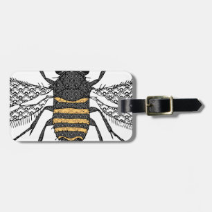 vintage bee luggage tag