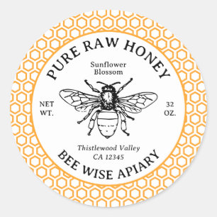 Vintage Bee Modern Honeycomb Honey Bottle Labels