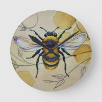 Vintage Bee No. 1 and Honeycomb Watercolor Art
