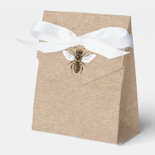 Vintage Bee on Burlap Favour Box (Front Side)