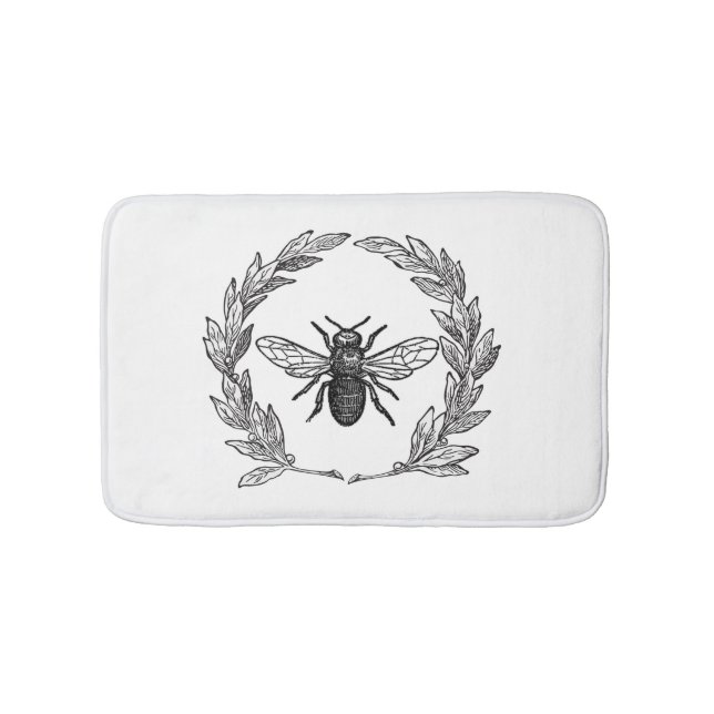 Vintage Bee Ornate Bath Mat (Front)