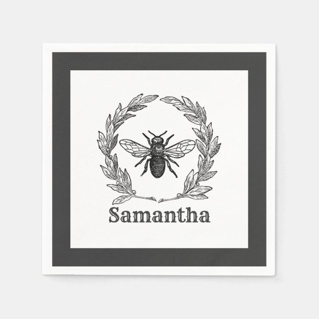 Vintage Bee Ornate Napkin (Front)