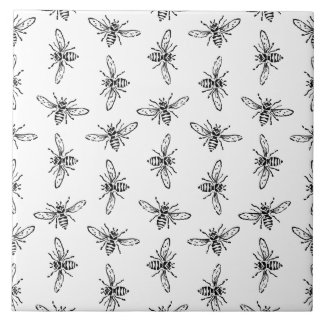 Vintage Bee Pattern CUSTOM BACKGROUND COLOR Ceramic Tile