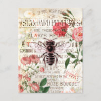 Vintage Bee Rose Bouquet Ephemera