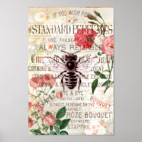 Vintage Bee Rose Bouquet Ephemera