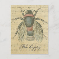 Vintage Bee Sheet Music Notes Bee Happy Customised