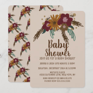 Vintage Bee Sunflower Bouquet Baby Shower Invitation