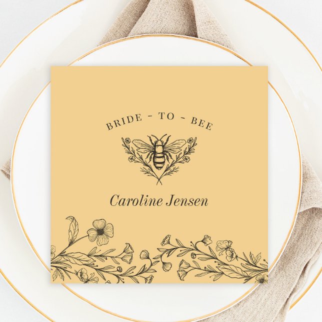 Vintage Bee Wildflower Yellow Shower Napkin (Creator Uploaded)