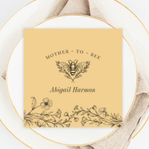 Vintage Bee Wildflower Yellow Shower Napkins