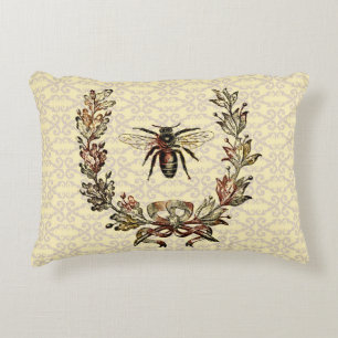 Vintage Bee Wreath Decorative Cushion