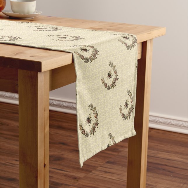 Vintage Bee Wreath Short Table Runner (In Situ)