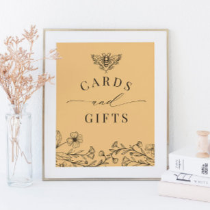 Vintage Bee Yellow Cards & Gifts Sign