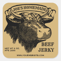 Vintage Beef Jerky Bull Head Template