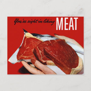 Vintage Beef "Your Right in Liking Meat' Postcard