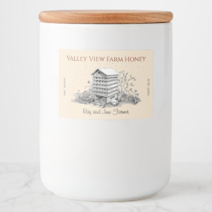 Vintage Beehive and Bees Illustrated Goldenrod Food Label