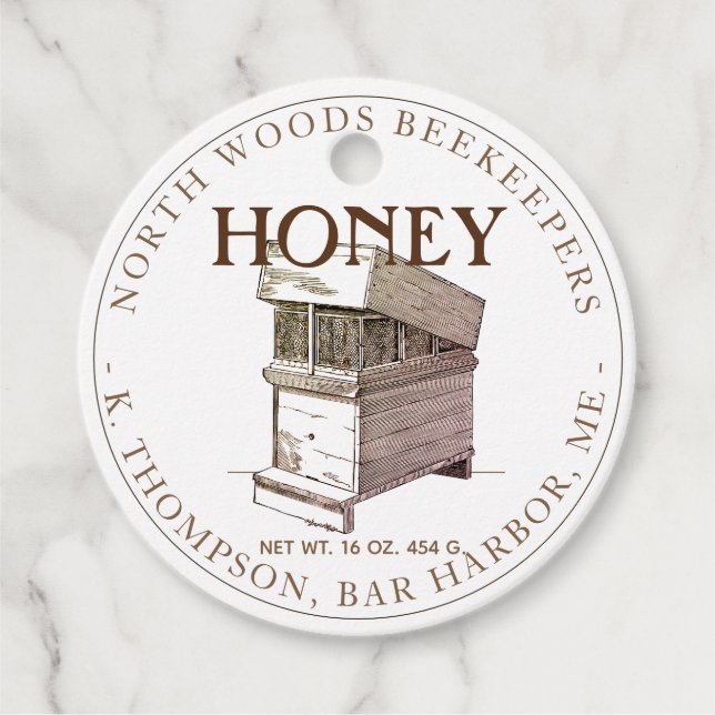 Vintage Beehive Custom Honey Nutrition Facts Label (Front)