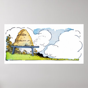 Vintage Beehive with Clouds Landscape Kitchen Art Poster