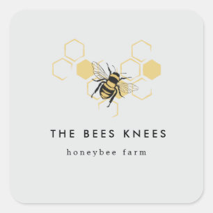 Vintage Beekeeping & Honeybee Farm Business Square Sticker