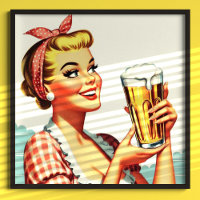 Vintage Beer Girl Illustration