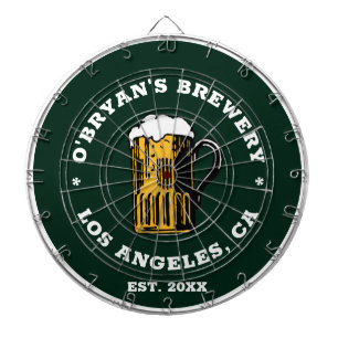 Vintage beer glass custom name est date text green dartboard
