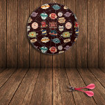 Vintage Beer Label Collage Dartboard<br><div class="desc">Vintage beer label collage background with (optional) dark brown.  You can customise the background colour!</div>
