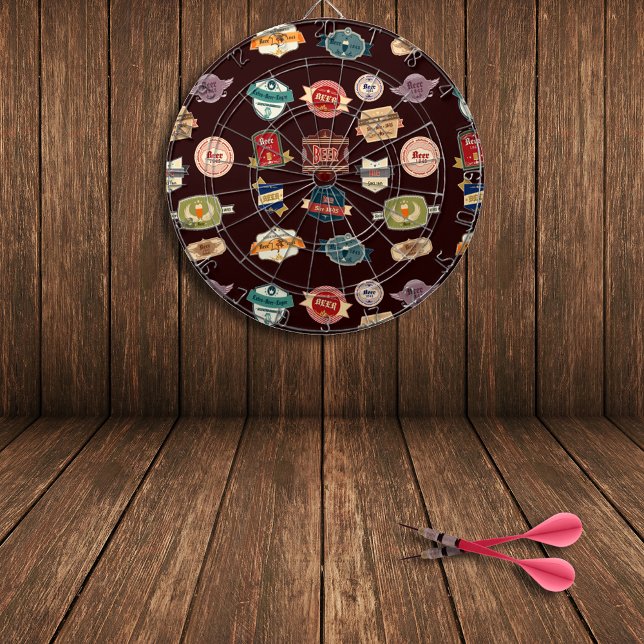 Vintage Beer Label Collage Dartboard (Creator Uploaded)