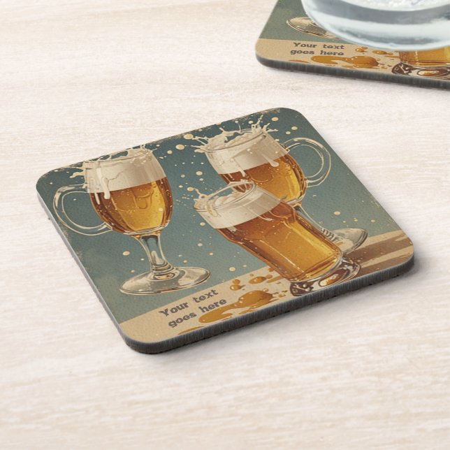 Vintage beers editable coaster (Left Side)