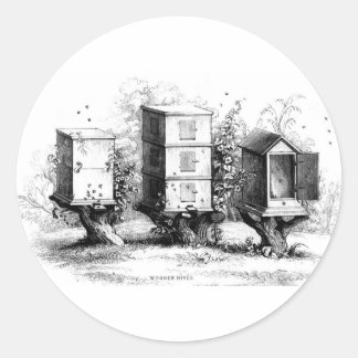 Vintage Bees Beekeeping Beehives Beehive Classic Round Sticker