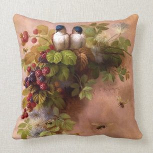 Vintage Bees, Birds, and Berries Cushion
