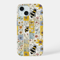 Vintage Bees Floral Patchwork in Blues and Yellows